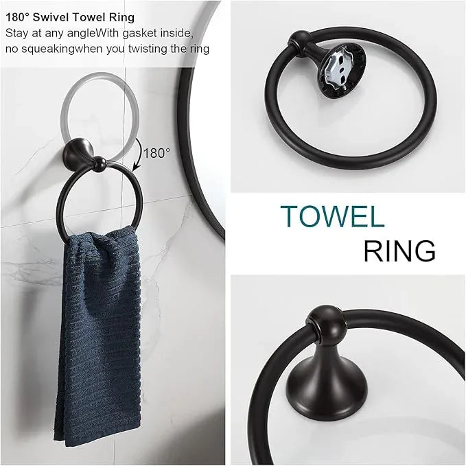 BGL Bathroom Hardware Set, Oil-Rubbed Bronze Adjustable Expandable Towel Bar 4-Piece ORB Bathroom Accessory Set Wall Mounted Robe Hook Toilet Paper Holder Towel Ring Towel Bar - ModernBath