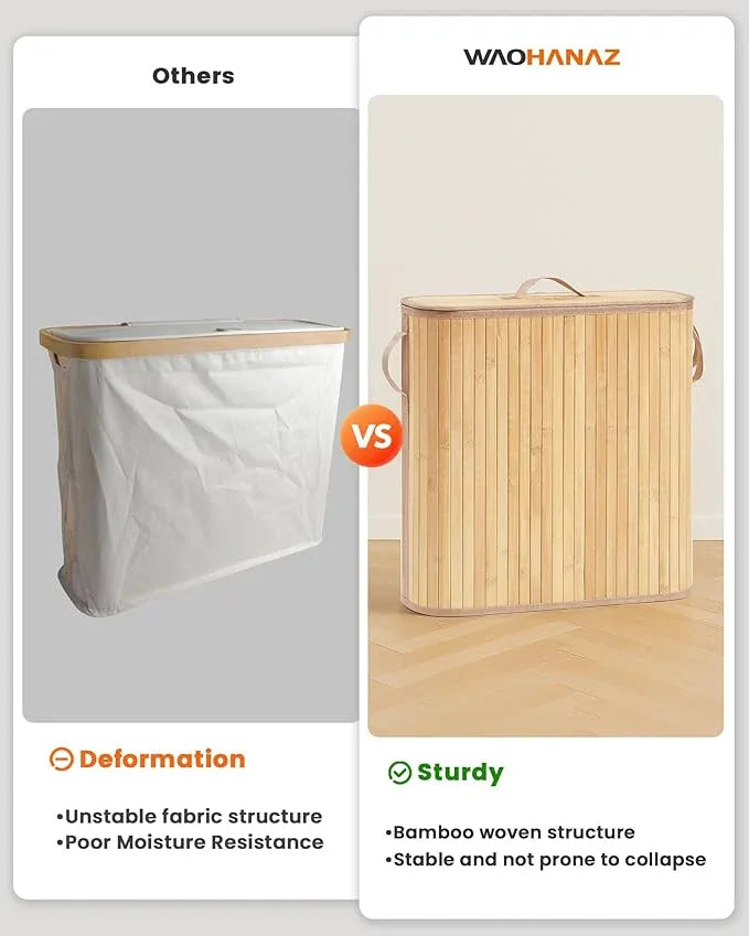 Bamboo Toilet Paper Storage Basket with Lid & Handle - 32L Large Capacity Handwoven Bathroom Organizer for 16 Rolls - Sturdy Stand Holder for Toilet Paper Organization, Natural - ModernBath