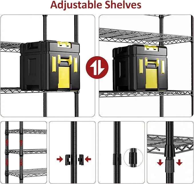 IZEUK 5 Tier White Metal Storage Shelves, Heavy Duty Wire Shelving Rack for Garage, Kitchen, Bathroom, Laundry, or Closet Organization, 1250 lbs Capacity, 11.8" D x 29.5" W x 59.5" H - ModernBath