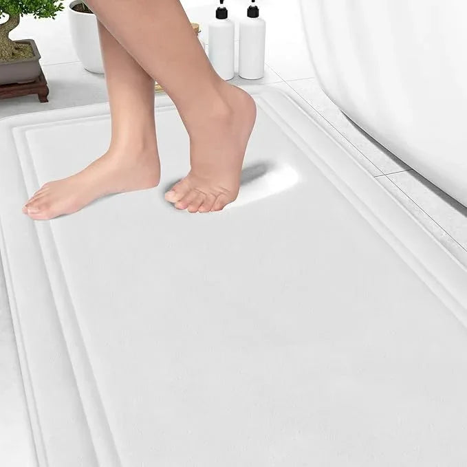 ITSOFT Memory Foam Bath Mat 59x23, Non Slip, Machine Washable, Quick Dry & Absorbent Rugs, Bath Mats for Bathroom Floor, Tub & Shower, Bathroom Rug, White - ModernBath