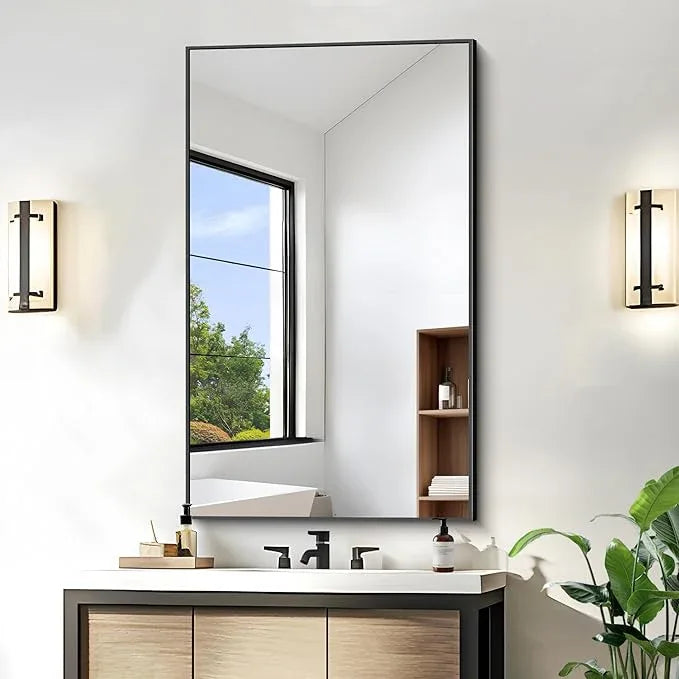 KOCUUY Bathroom Mirror, 24x40 Inch Black Mirror with Aluminum Metal Frame, Black Vanity Wall Mirror Modern Home Decor for Bathroom, Living Room, Farmhouse and Entryway, Hang Horizontal/Vertical - ModernBath