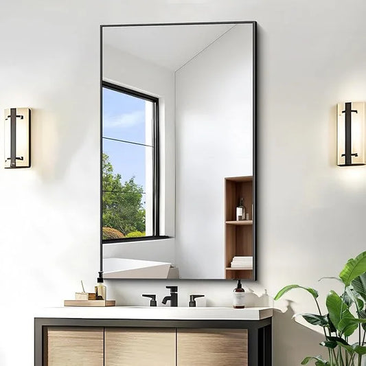 KOCUUY Bathroom Mirror, 24x40 Inch Black Mirror with Aluminum Metal Frame, Black Vanity Wall Mirror Modern Home Decor for Bathroom, Living Room, Farmhouse and Entryway, Hang Horizontal/Vertical - ModernBath