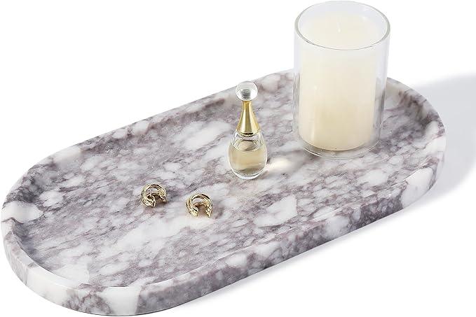 Koville Real Luxurious Marble Vanity Tray, 12"x6" Calacatta Viola Marble Catchall Tray for Bathroom, Natural Stone Perfume Trays Jewelry Dish for Dresser, Genuine Stone Storage Tray for Home Decor - ModernBath