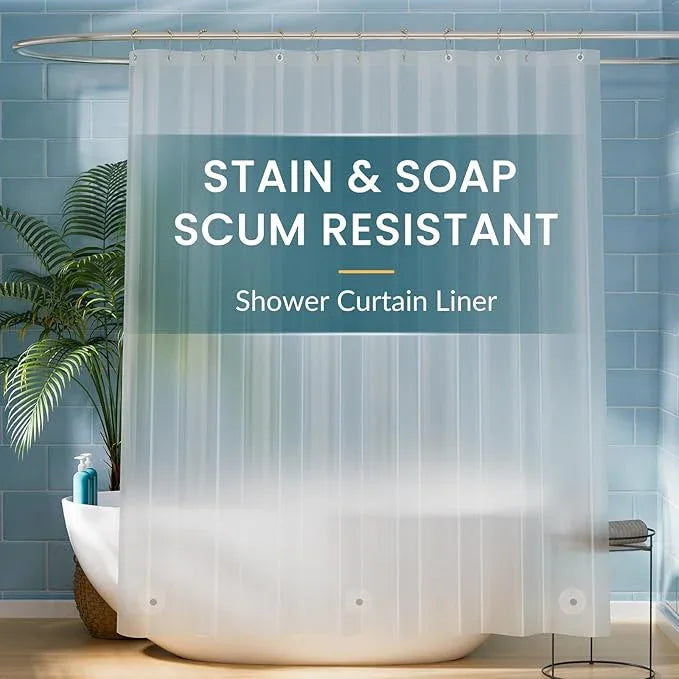 Titanker Plastic Shower Curtain Liner 72 x 72 Frosted Shower Liner Waterproof Lightweight Cute Shower Curtains for Bathroom with Magnets and Rustproof Grommets - ModernBath