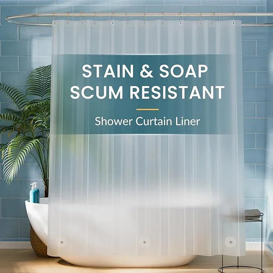 Titanker Extra Long Shower Curtain Liner 72 x 84 Plastic Frosted Shower Liner Waterproof Shower Curtain Liner PEVA Shower Curtains for Bathroom with Magnets and Rustproof Metal Grommets - ModernBath
