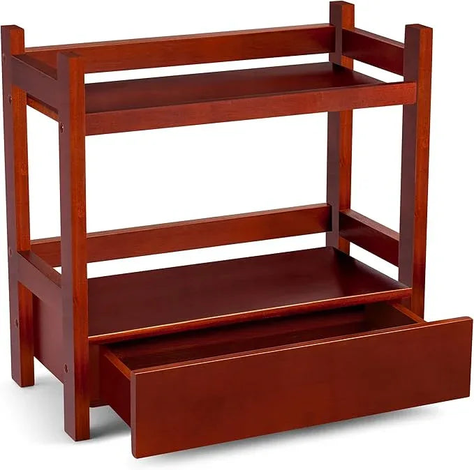 Sorbus Bamboo Bathroom Counter Organizer – 2-Tier Shelf with Hidden Drawer for Vanity, Matcha Station, Bathroom Sink Organizer Countertop, Kitchen & Office Storage (13″ L x 6.5″ W x 12.6″ H) (Brown) - ModernBath