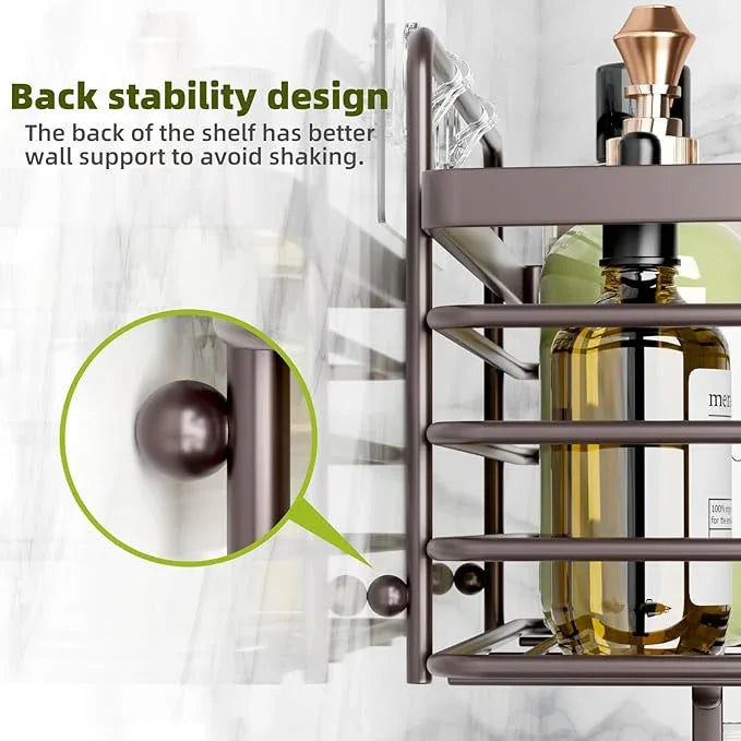 Yougai Shower Caddy 3 Pack, No Drilling Stainless Steel Hanging Shower Organizer Set, Strong Adhesive Shower Organizer for Bathroom Storage, Waterproof & Large Bearing Weight Organizer Shelf - ModernBath