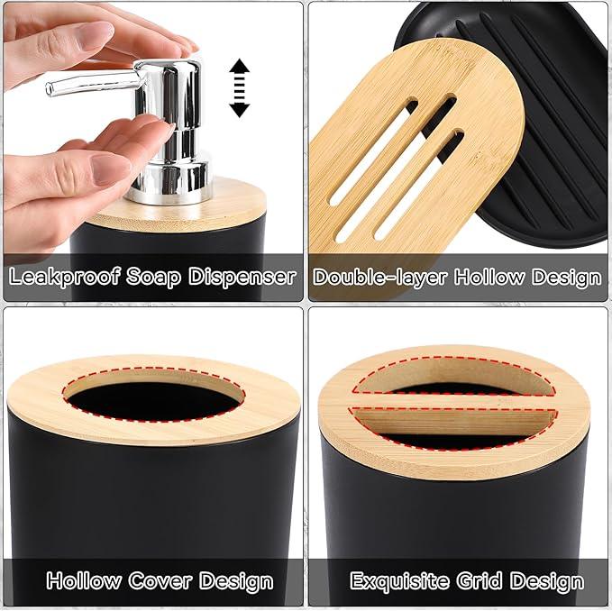 SLDIYWOW Black Bathroom Accessories Set, Bathroom Sets with Shower Curtain and Rugs for Home Decor/Housewarming - ModernBath