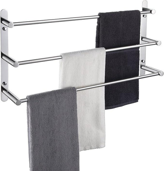 KOKOSIRI Bath Towel Bars Bathroom 3-Tiers Ladder Towel Rails Wall Mounted Towels Shelves Rack Stainless Steel, Polished Chrome, B5002CH-L24 - ModernBath
