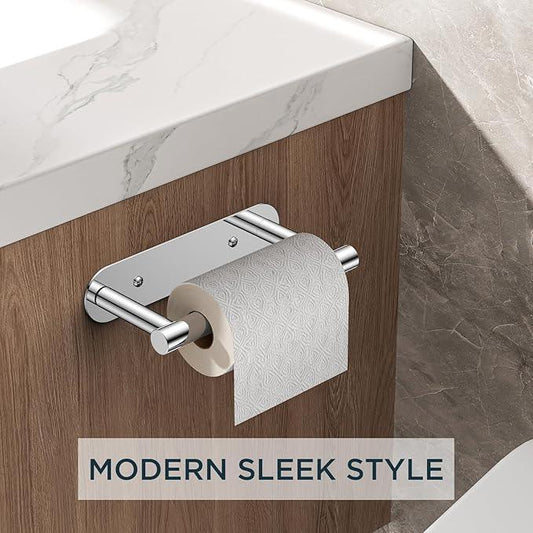 FORIOUS Toilet Paper Holder, Adhesive or Screw Wall Mount Pivoting Tissue Roll Holder for Bathroom, Stainless Steel Rust Proof Self Adhesive Toilet Paper Roll Holder no Drilling, Polished Chrome - ModernBath