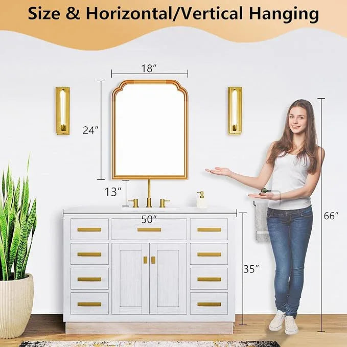 Ferytange Wood Frame Wall Mirror Decor for Small Bathroom Vanity Entryway, Living Room or Bedroom Home Decor - Light Woodgrain 18" x 24" Natural Color - ModernBath