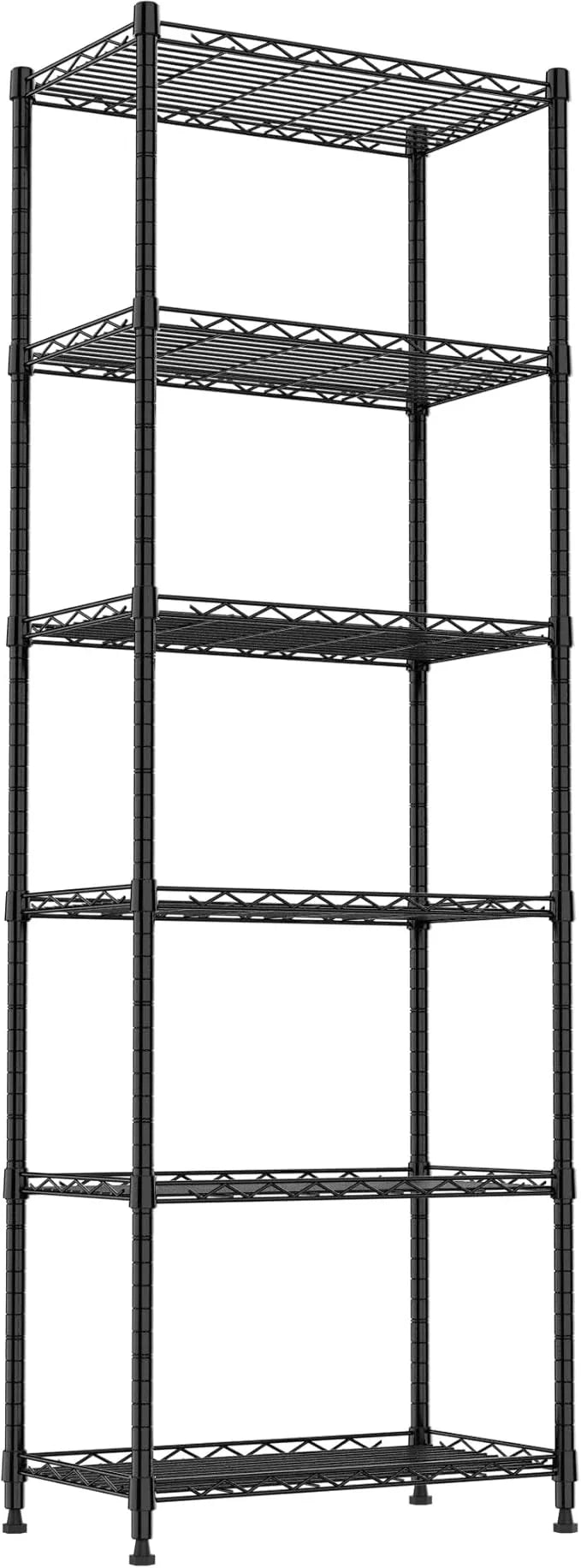 REGILLER 6 Wire Shelving Steel Storage Rack Adjustable Unit Shelves for Laundry Bathroom Kitchen Pantry Closet(Black,11.7" D x 21.4" W x 63" H) - ModernBath