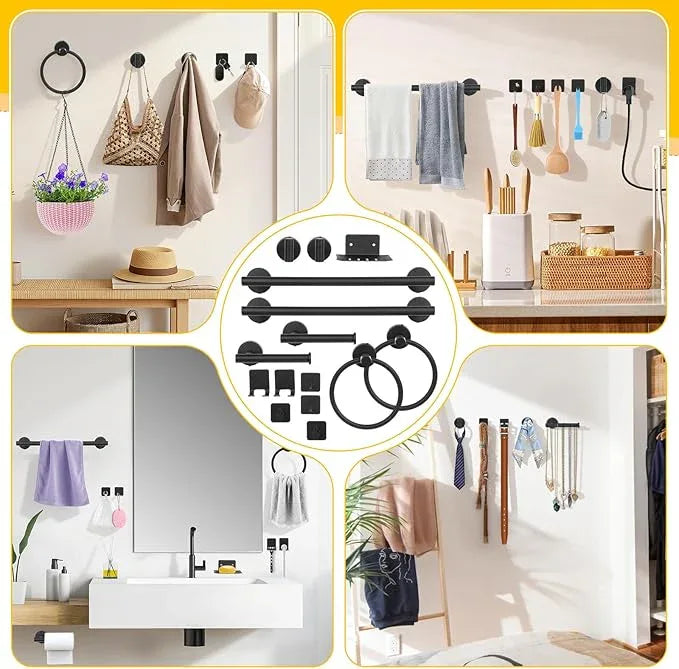 15 Pieces Matte Black Bathroom Accessories Set,Towel Holder for Bathroom Wall,Towel Bar,Stainless Steel Bathroom Sets Accessories, Toilet Paper Holder,Towel Holder for Bathroom Kitchen - ModernBath