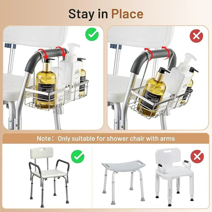 DELLAN Hanging Shower Caddy, Shower Rack with Hooks for Shower & Bath Chair, Bathroom Shower Basket for Elderly, Pregnant, Handicap, Patient - ModernBath