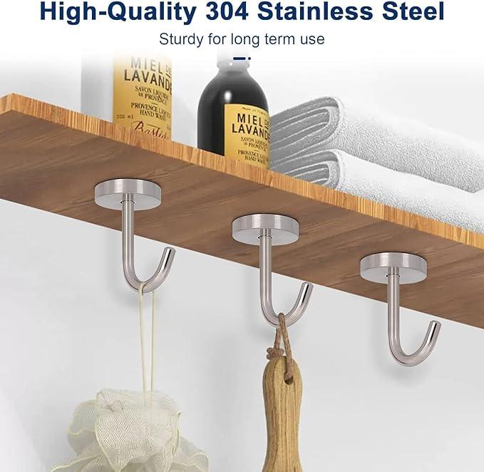 NearMoon Coat Hooks, Wall Mount Hooks for Hanging Hat Hurse Robe, 304 Stainless Steel Heavy Duty Towel Hangers for Bathroom Livingroom Kitchen-Ceiling Hook, 6 Pack (2 Inch, Brushed Nickel) - ModernBath