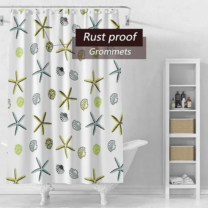 TIKABC Shower Curtain Liner, 4G PEVA Starfish Shower Liner, Plastic Waterproof Shower Curtains, 72x72 inch with Grommet Holes 3 Magnetic Weights - ModernBath