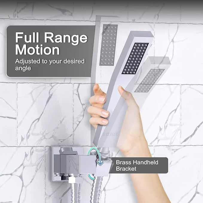 KOJOX Shower System with High Pressure 12 Inch Rainfall Shower Head, Handheld Shower head and Shower Faucet Trim, Rain Mixer Shower Set Wall Mounted Chrome（Valve Include） - ModernBath