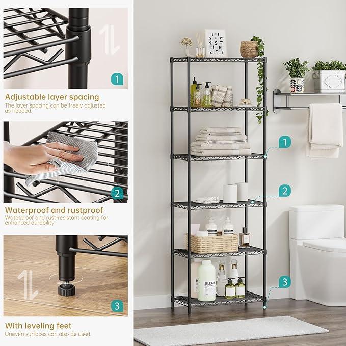 SINGAYE Shelf Closet Wire Shelving：Adjustable Metal Unit for Laundry Room Organization Bathroom Kitchen Home Storage Pantry Rack Shelves - ModernBath