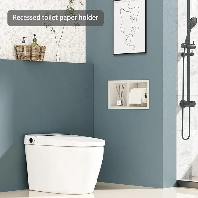 Neodrain Dual Roll Recessed Toilet Paper Holder - 304 Stainless Steel, Hidden in-Wall Design, Simple Loading and Unloading, Space-Saving for Modern Bathrooms（White - ModernBath