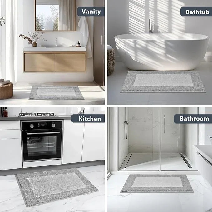 anllugs Bathroom Rugs 30" x 60", Non-Slip Extra Soft Absorbent Bath Rugs, Machine Washable Quick Dry Bath Mats for Bathroom Floor, Shower, Bathtub and Sink, Light Grey & Grey - ModernBath