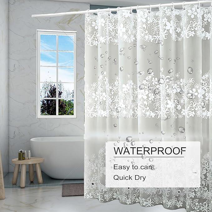 TIKABC Shower Curtain Liner, 4G PEVA Shower Liner, Plastic Waterproof Shower Curtains, 72x72 inch with Grommet Holes 3 Magnetic Weights - ModernBath