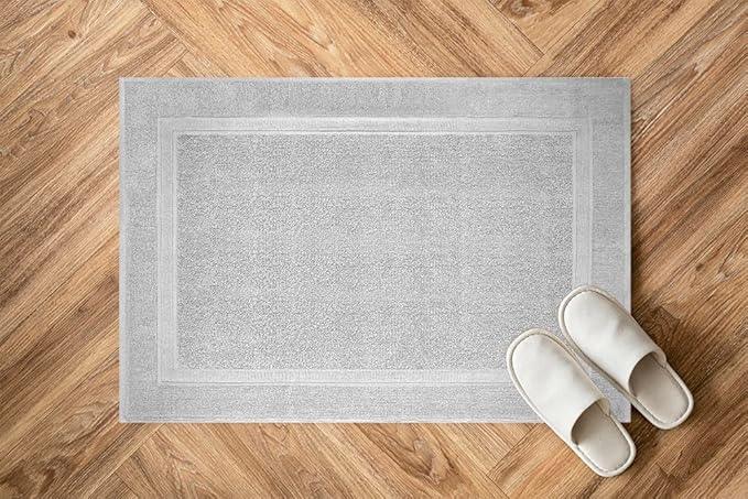 Infinitee Xclusives Premium Cotton Bath Mats for Bathroom – Pack of 2 | 34x22 Inches | Ultra Soft, Super Absorbent, Non-Slip, Machine Washable Mats (Charming Grey) [Not a Rug] - ModernBath