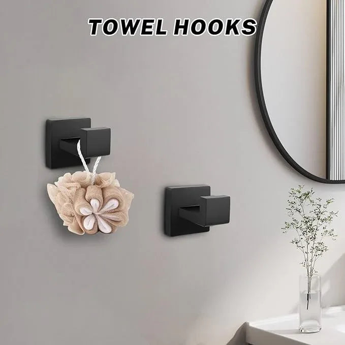 Matte Black Towel Bar Set 10-Pieces Bathroom Hardware Set,23.6 Inch Towel Bar Stainless Steel Wall-Mounted - ModernBath