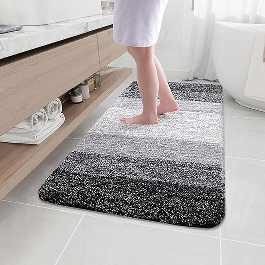 Arotive Microfiber Bathroom Rugs, Shaggy Soft and Absorbent Bath Rug, Non-Slip, Thick Plush Machine Washable Dry Bath Mats for Bathroom, Tub and Shower, 40x32, Black, Rectangular - ModernBath