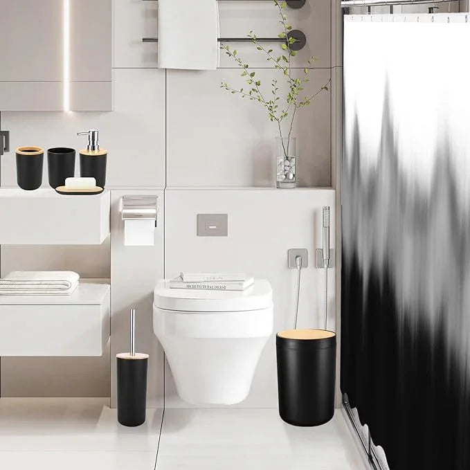 iMucci Bathroom Accessories Bathroom Sets with Shower Curtain, Bath Towel Set, Trash Can, Toilet Brush, Soap Dispenser, Bathroom Accessories Set Complete - ModernBath
