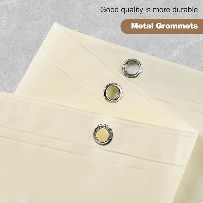 UFRIDAY Stall Shower Curtain Liner Long 48 x 78 inch, Beige Shower Liner with 3 Large Magnets, Narrow Cloth Bathroom Curtain Extra Long for Single Stall - ModernBath