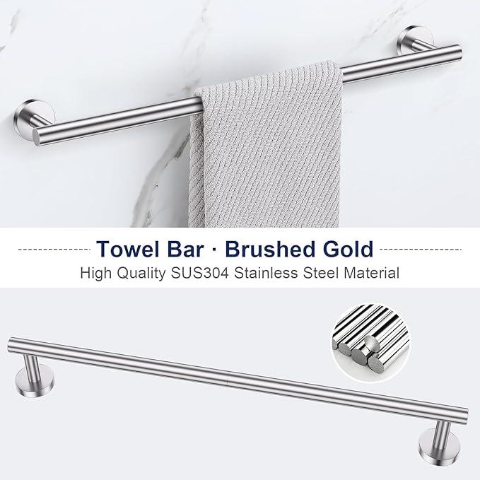 Lairuier 5 Pieces Brushed Nickel Bathroom Accessories Set, 23.6 Inch Bath Towel Bar Set, SUS304 Stainless Steel Bathroom Hardware Set Round Toilet Paper Holder Set Wall Mounted - ModernBath