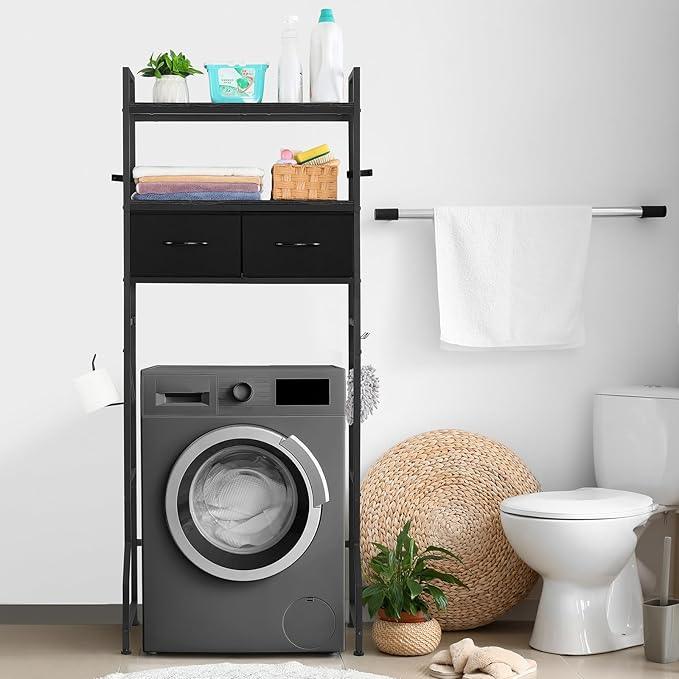 YBING Black Over The Toilet Storage Cabinet, Over Toilet Bathroom Organizer Freestanding, Above Toilet Storage Cabinet, Over Toilet Storage Shelf with Drawers - ModernBath