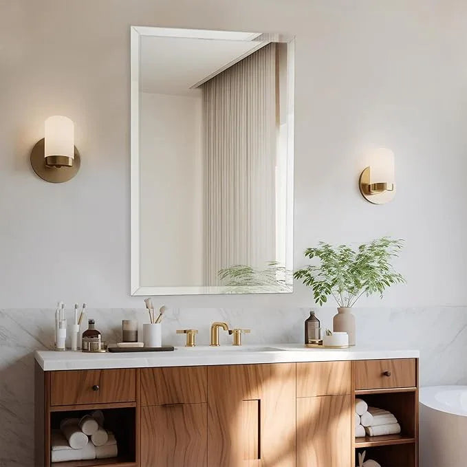 CLBA 28x36 inch Beveled Bathroom Mirror, Rectangle Frameless Mirror, 1" Polished Beveled Edge Square Mirror for Bathroom, Living Room, Bedroom - ModernBath