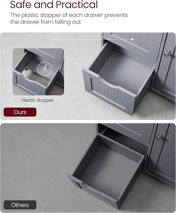 VASAGLE Floor Storage Cabinet, Freestanding Storage Unit with 3 Drawers, 1 Adjustable Shelf, for Bathroom Living Room Dining Kitchen, 11.8 x 23.6 x 31.5 Inches, Dove Gray UBBC049G02 - ModernBath