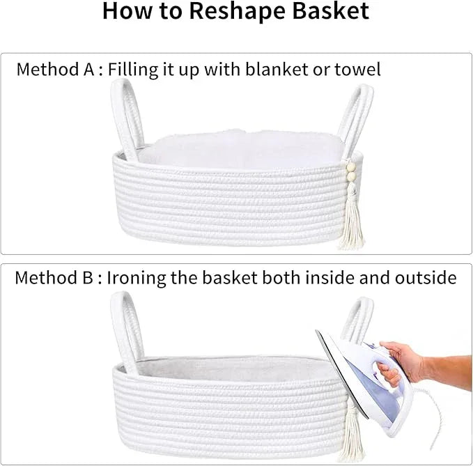 ABenkle Small Storage Basket for Toilet Tank Top - Jute Rope Woven Organizer with Handle, Boho Countertop Bathroom Decor, Toilet Paper Holder, 13x6x4 Inch - ModernBath