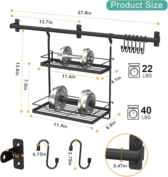 NADAMOO Kitchen Utensil Hanger and Spice Rack with Towel Rack Holder，Wall Mount Space Saving Metal Storage Organizer for Pantry, Countertop, Bathroom - ModernBath