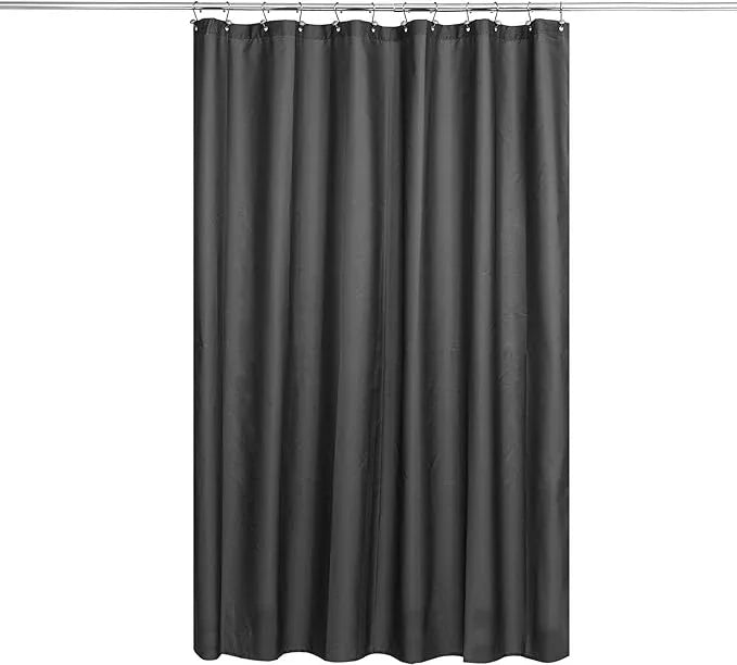 N&Y HOME Fabric Shower Curtain or Liner with Magnets Dark Charcoal Grey - Hotel Quality, Machine Washable, Water Repellent - Graphite Gray, 72x72 - ModernBath