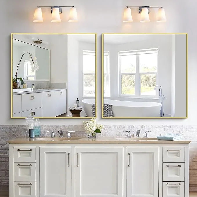 KOCUUY Large Gold Bathroom Mirror, 36x36 Inch Square Mirror for Bathroom Sink, Oversized Wall Mirror with Metal Gold Frame for Living Room, Farmhouse, Entryway, Hang Horizontal/Vertical - ModernBath
