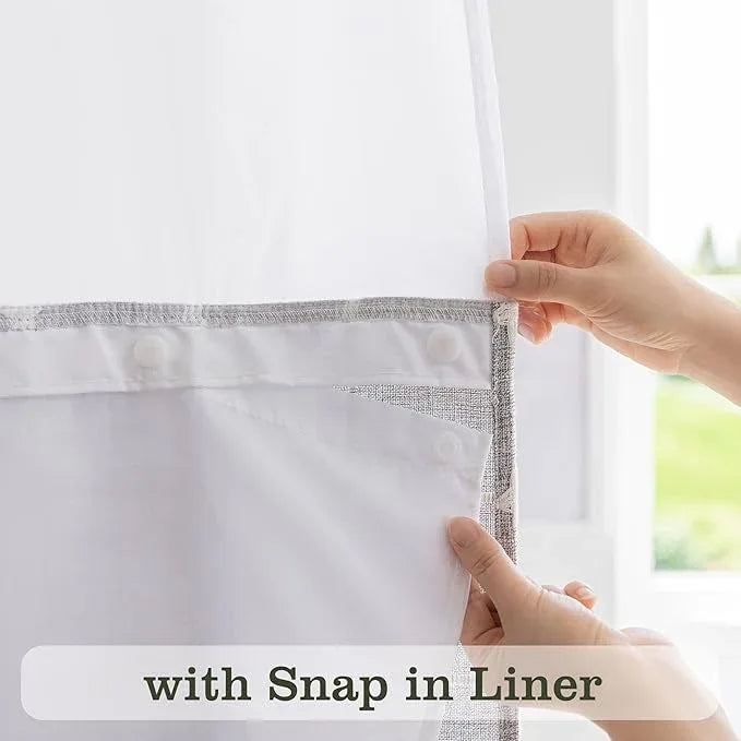 River Dream Grey Farmhouse Shower Curtain with Snap-in Liner, No Hooks Needed,with Magnets,with Tassels,Water Repellent&Machine Washable,36x74Inch - ModernBath