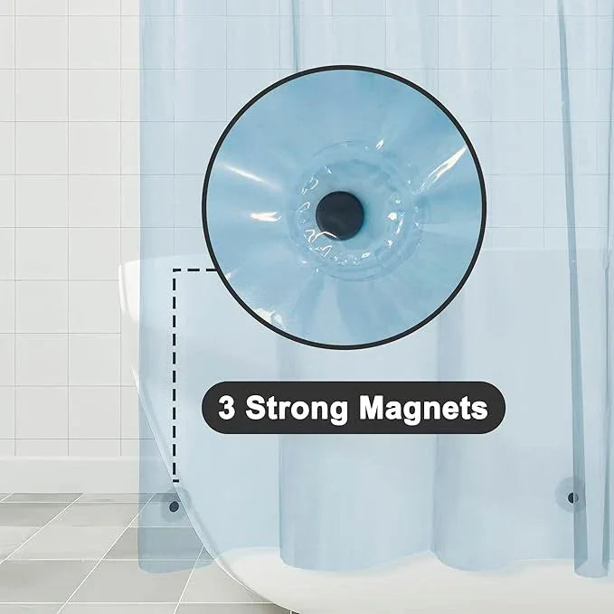 Barossa Design Shower Curtain Liner - Premium Clear Light Blue PEVA Shower Liner with 3 Magnets and Metal Grommets, Waterproof Lightweight Standard Size Bathroom Curtains - Translucent Light Blue - ModernBath