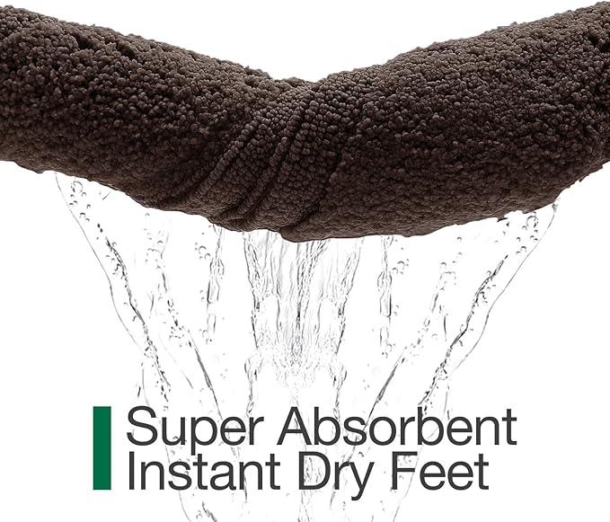 LUMI Large Ultra Soft Bathroom Rugs Non Slip with Rubber Backing, Absorbent Washable Bath Mat Quick Dry, Upgraded Premium Microfiber Plush Carpet for Bathtub and Shower Floor, Brown, 24x43 - ModernBath