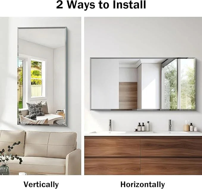 CILIBER Beveled Mirror, 24x48 Beveled Bathroom Mirrors for Over Sink, Upgraded Shatterproof Beveled Frameless Vanity Mirror for Bathroom,Bedroom,Living Room and Entryway - ModernBath