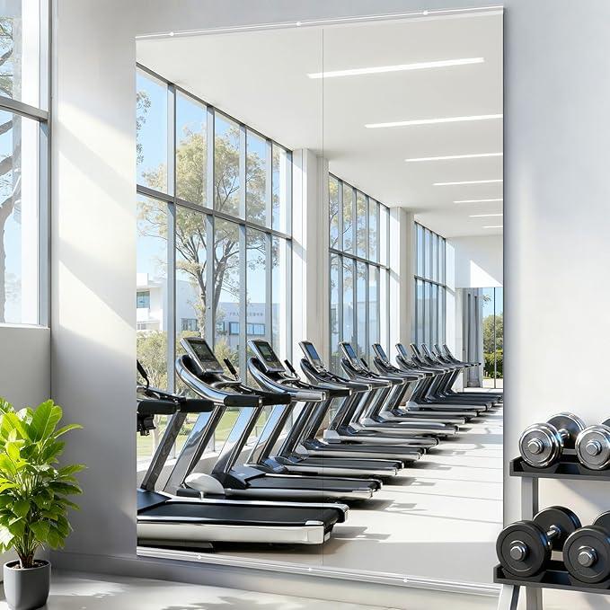 Amorho Gym Mirror, 89''x30''(Each)-2PCS Frameless Full Body Mirror for Gym Wall, Ideal for Home, Yoga Studios, Dance Rooms, Garage Gyms, Tempered Glass. - ModernBath