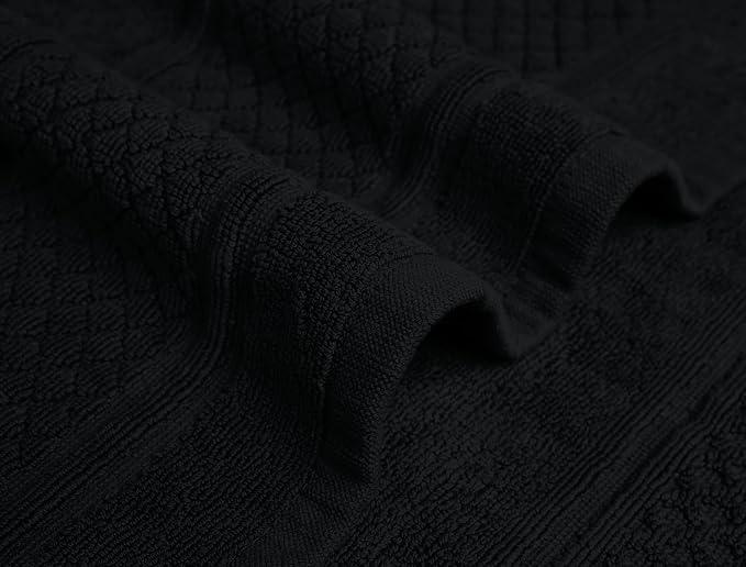 Avalon Towels Black Bath Mat - 100% Cotton Set of 2 Absorbent Bathmat - Bathroom Mats Quick Dry Bath Mats for Bathrooms (22x34 Inches) - ModernBath