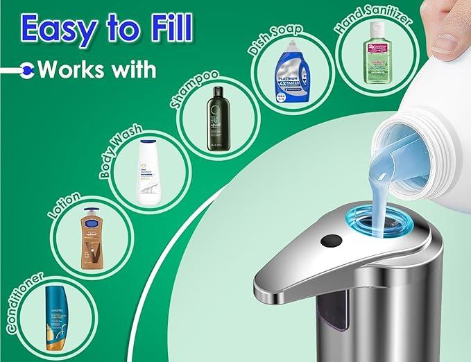 Soap Dispenser, Touchless Automatic Soap Dispenser, Infrared Motion Sensor Stainless Steel Hands Free Soap Pump with Waterproof Base for Bathroom and Kitchen - ModernBath