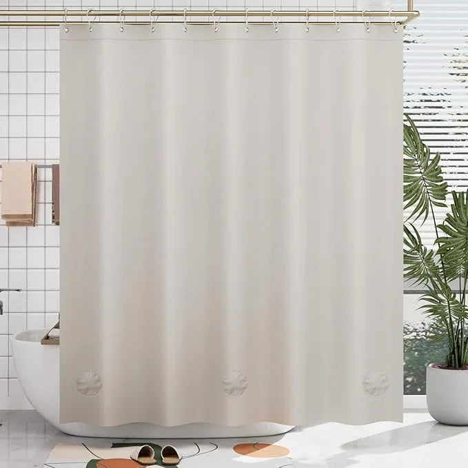AmazerBath Thick PEVA Shower Curtain - Tan, Waterproof 72x72, Heavy Duty with 3 Weighted Stones and 12 Grommets - ModernBath