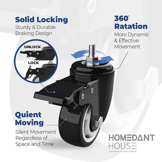 HOMEDANT House 5-Tier Metal Rolling Cart Shelf Rack Casters Heavy Duty Laminated Wheel Shelving Unit Adjustable Utility Storage Shelves Organizer Shelf Kitchen Garage (3, (L) 48.1" W, White) - ModernBath