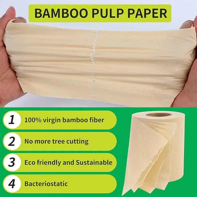 QingYa Bamboo Toilet Paper, 4-Ply, 18 Rolls, 200 Sheets Per Roll, Total 3600 Sheets, Unbleached, Sustainable and Tree Free, Soft, Strong, Earth-Friendly - ModernBath