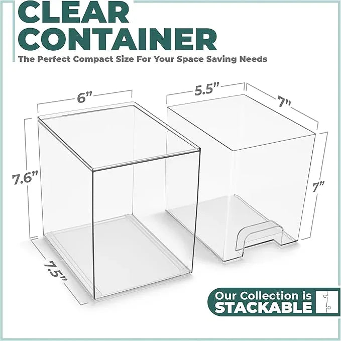 Sorbus Acrylic Storage Containers - 2 Pack, Stackable Storage Bins Set for Bathroom Organization - Clear Acrylic Drawer Organizers - Makeup Case Pull-Out Drawers (7.6’’ Tall) - ModernBath
