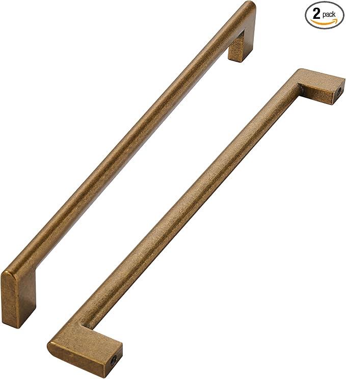 khtumeware 10 Inch Hole Center 2 Pack,Vintage Solid Antique Brass Cabinet Pulls Heavy Duty Kitchen Drawer Handle Antique Cabinet Hardware for Bathroom, Drawer, Cabinet - ModernBath